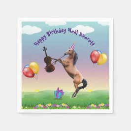 Pferd, das zum Geburtstag Geige spielt Serviette