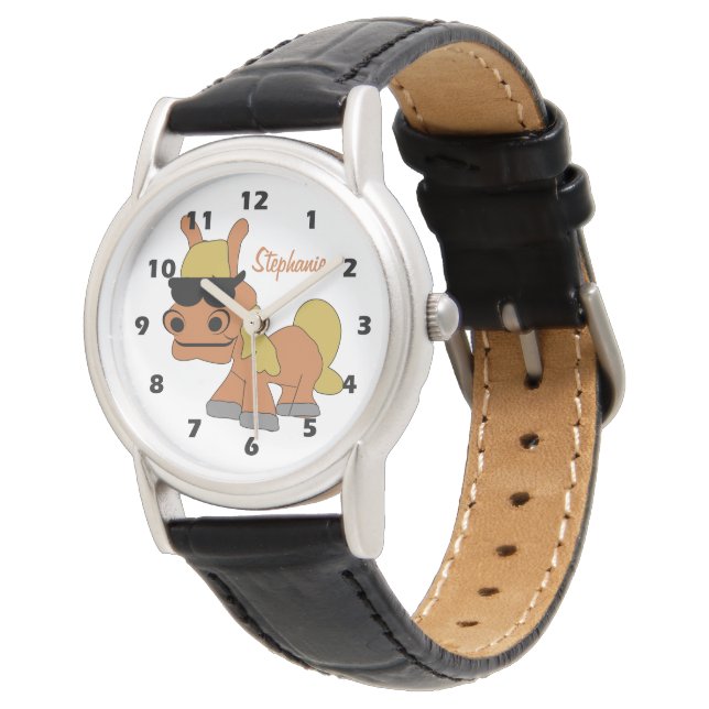 Pferd Design Armbanduhr (Schrägansicht)