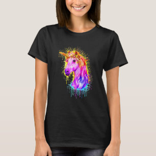 Pferd Einhorn Bunt Regenbogen Niedlich Frauen Mädc T-Shirt