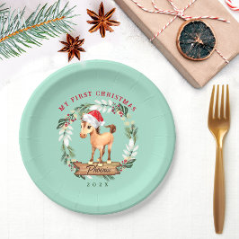 Pferd erster Weihnachtspferde Liebhaber Pappteller