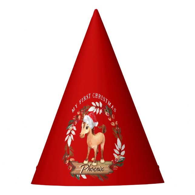 Pferd erster Weihnachtspferde Liebhaber Partyhütchen (Vorderseite)