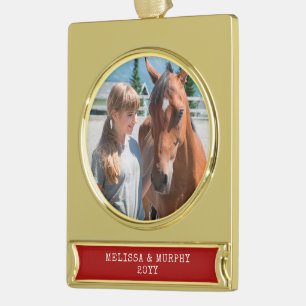 Pferd Foto Personalisiert Banner-Ornament Gold