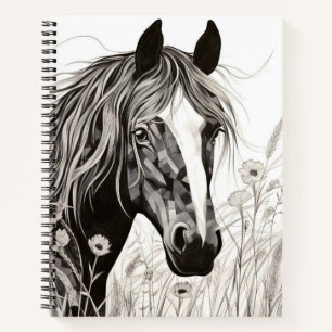 Pferd Friedliche Natur Prairie Sketch Zeichnend St Notizbuch