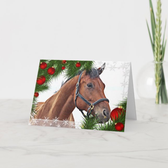 Pferd Frohe Weihnachten Pferdekühe Niedliches Pfer (Vorderseite)