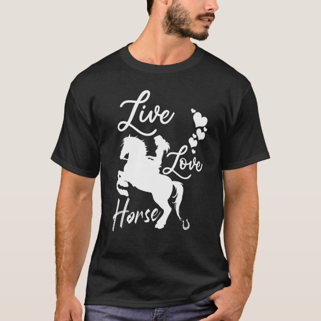 Pferd für Frauen Mädchen Niedliche Liebe Pferderen T-Shirt (Vorderseite)