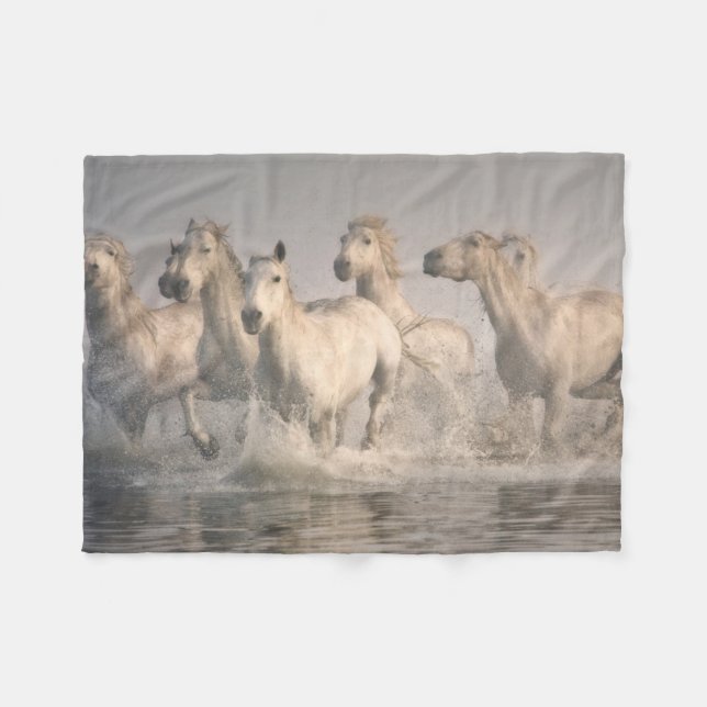 Pferd Galopp im Mittelmeer Fleecedecke (Vorderseite (Horizontal))