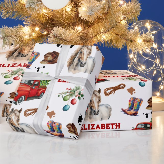 Pferd Geburtstag Weihnachtsmädchen Geschenkpapier (Feiertage)