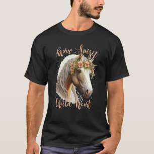 Pferd Geist Wildes Herz Florale Farm Tier Land T-Shirt