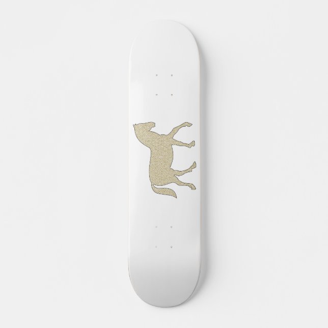 Pferd - geometrisches Muster - Beige und Weiß Skateboard (Vorne)