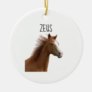 Pferd Geschenk - Personalisiertes Pferde-Ornament- Keramik Ornament
