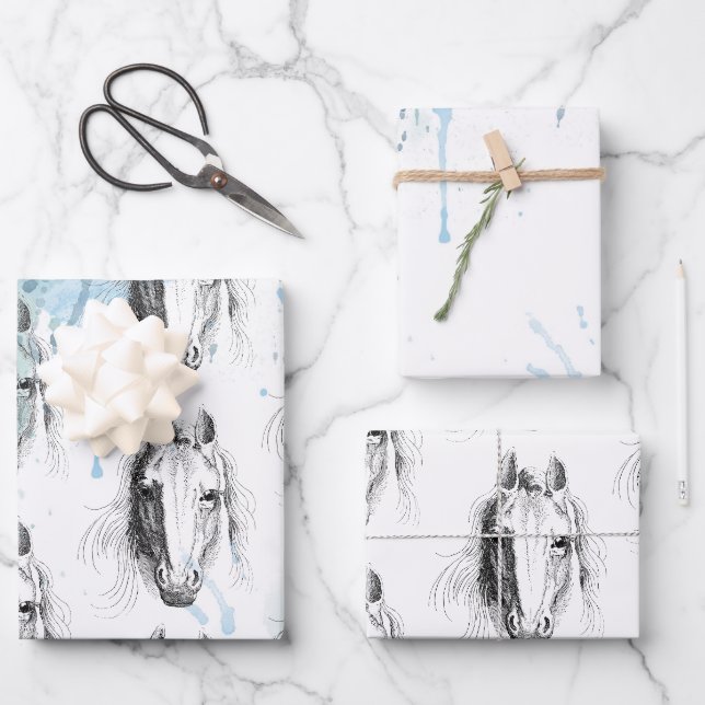 Pferd Geschenkpapier Set (Vorderseite)