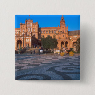 Pferd gezeichnet Kutsche auf der Plaza de Espana i Button