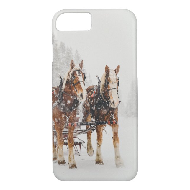 Pferd Gezeichnet Sleigh Weihnachtslandschaft Case-Mate iPhone Hülle (Rückseite)