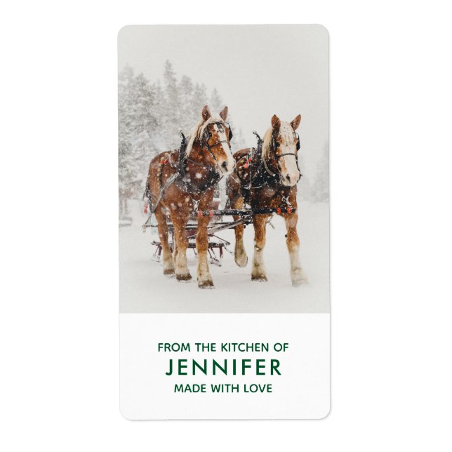 Pferd Gezeichnet Sleigh Weihnachtsszene Küche (Vorne)