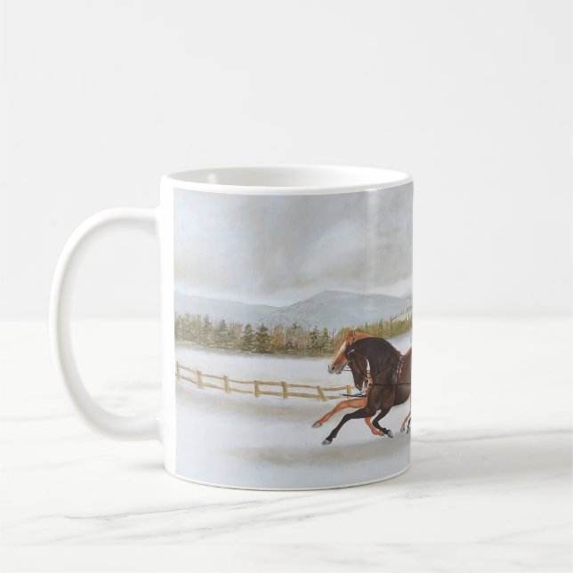 Pferd gezeichnete Sleigh-Kaffee-Tasse Kaffeetasse (Links)