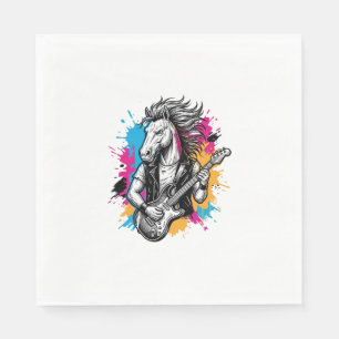 Pferd Gitarre Spieler Vintage-Stich T-Shirt Desi Serviette