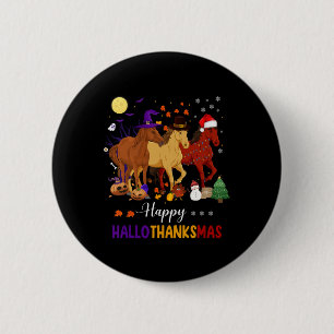 Pferd Halloween Erntedank Weihnachten Happy Hallo Button