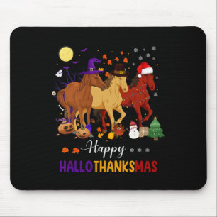 Pferd Halloween Erntedank Weihnachten Happy Hallo Mousepad