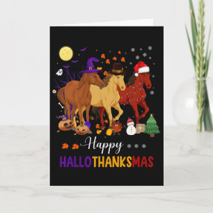 Pferd Halloween Erntedankfest Weihnachten Glücklic Karte