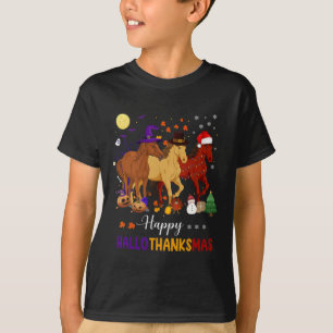 Pferd Halloween Erntedankfest Weihnachten Glücklic T-Shirt