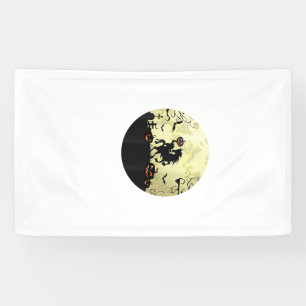 Pferd Halloween kopfloser Reiter Kürbis und Mond Banner