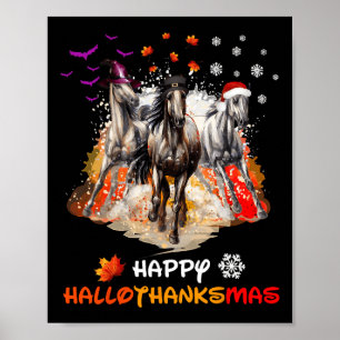 Pferd Halloween Und Frohe Weihnachten Frohes Hallo Poster