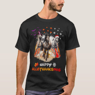 Pferd Halloween Und Frohe Weihnachten Frohes Hallo T-Shirt