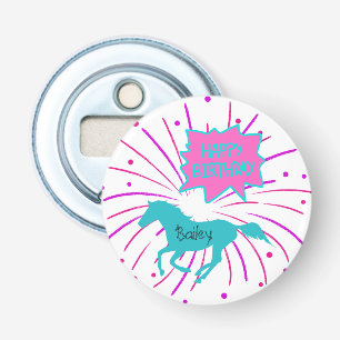 Pferd Happy Birthday Pink Lila Türkis Flaschenöffner