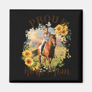 Pferd Haustier Foto Text Sonnenblume Akzent T-Shir Magnet