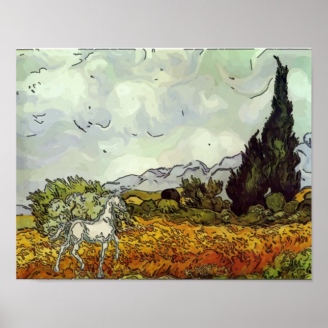 Pferd, Homage Van Gogh Poster (Vorne)