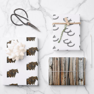 Pferd Hufeisen Scheune Geschenkpapier Set