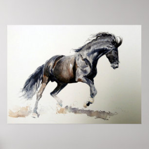 Pferd im Aquarell-Porträt-Plakat-Druck Poster
