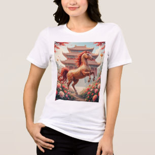 Pferd im chinesischen Jahr Tri-Blend Shirt