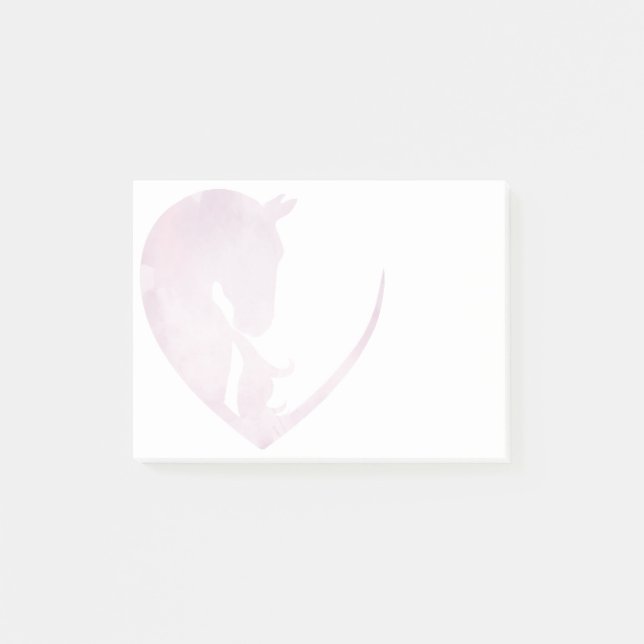 Pferd im Herzen - Rosa Post-it Klebezettel (Vorderseite)