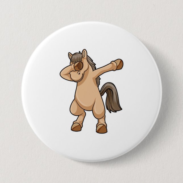 Pferd im Hip Hop Dance Dab Button (Vorderseite)