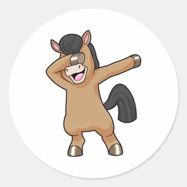 Pferd im Hip Hop Dance Dab Runder Aufkleber (Vorderseite)