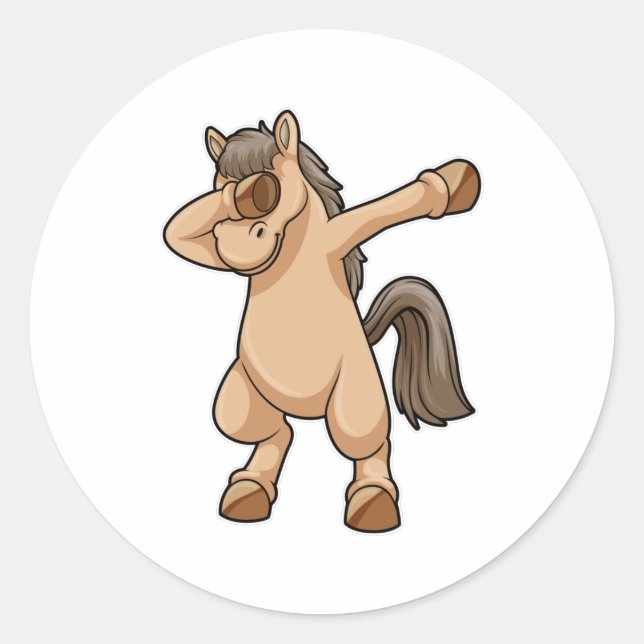 Pferd im Hip Hop Dance Dab Runder Aufkleber (Vorderseite)