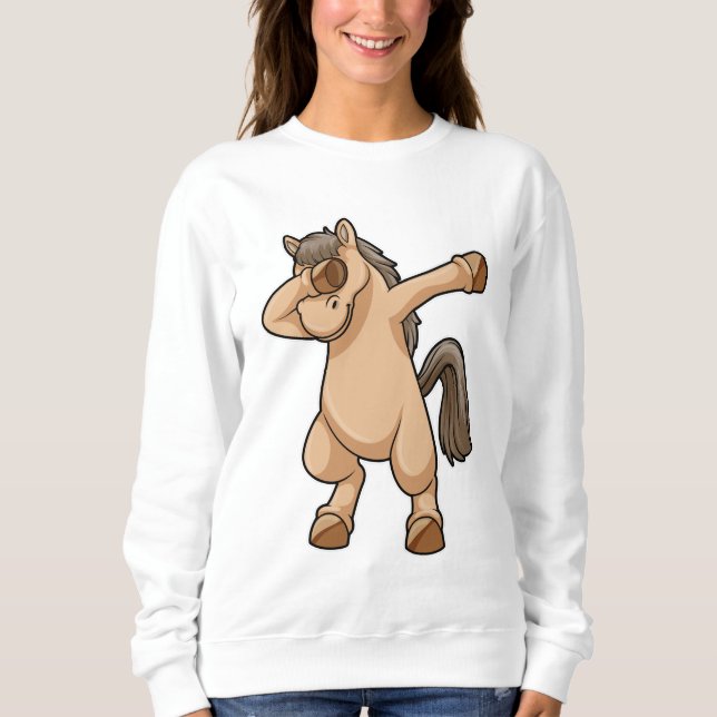 Pferd im Hip Hop Dance Dab Sweatshirt (Vorderseite)