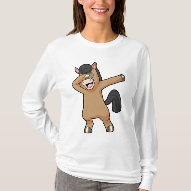 Pferd im Hip Hop Dance Dab T-Shirt (Vorderseite)