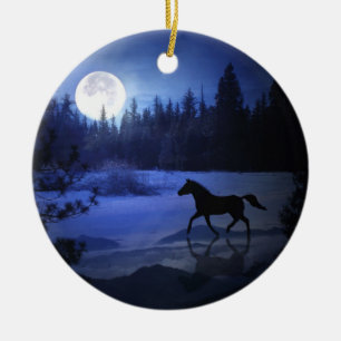 Pferd im Mondlicht Schnee Weihnachten Ornament