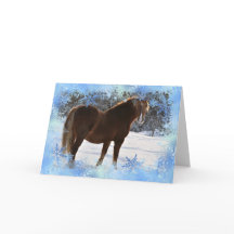 Pferd im Schnee Weihnachten Karte