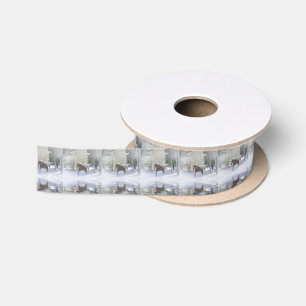 Pferd im Schnee Weihnachts-Wrapping Ribbon Satinband