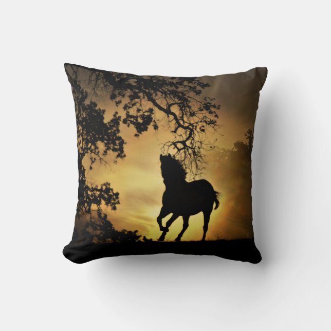 Pferd im Sonnenuntergang Dekor Kissen (Vorderseite)