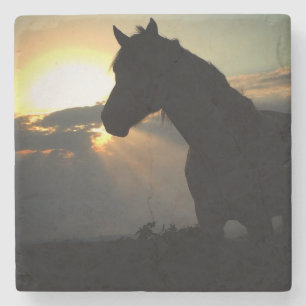 Pferd im Sonnenuntergang-Untersetzer Steinuntersetzer