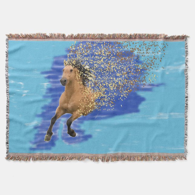 Pferd in Bewegung Abstrakte Digitale Kunst Wurfdec Decke (Vorderseite)