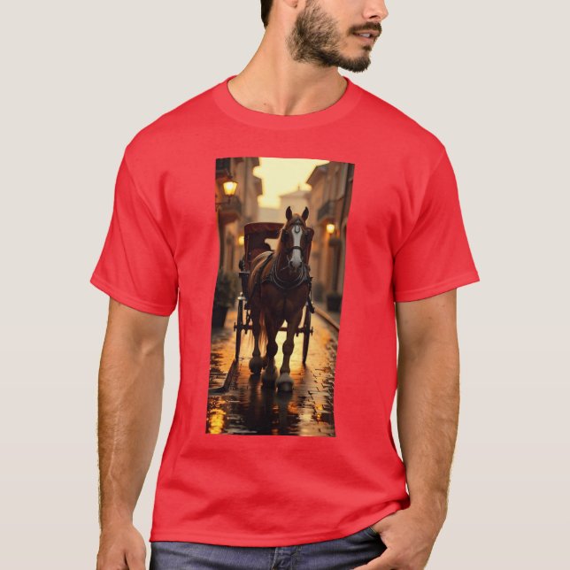 Pferd in der Stadt Mädchen T-Shirt (Vorderseite)