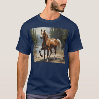 Pferd in der Wildnis lustig T-Shirt