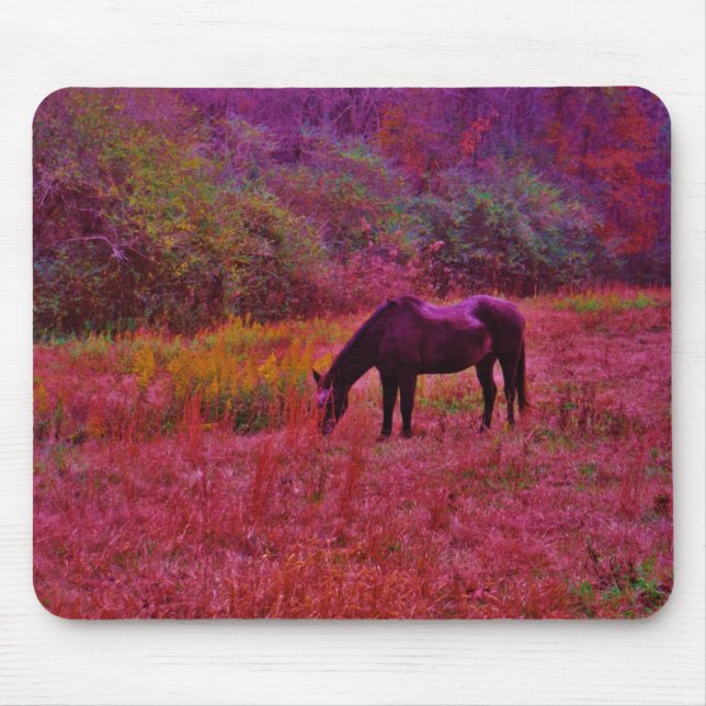 Pferd in einem kaleidoskopfarbenen Feld Mousepad (Vorne)