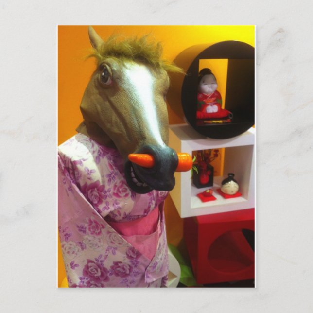 Pferd in einem Kimono Postkarte (Vorderseite)