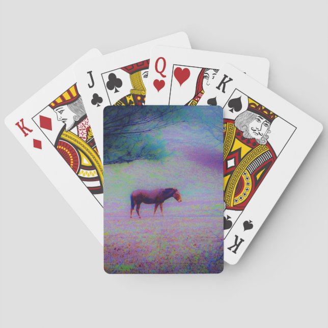 Pferd IN EINEM RAINBOW LILA FELD : Name hinzufügen Spielkarten (Rückseite)